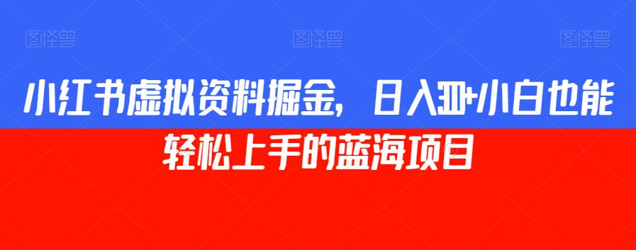 小红书虚拟资料掘金，日入300+小白也能轻松上手的蓝海项目【揭秘】-第一资源网