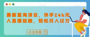 最新蓝海项目,快手24h无人直播短剧,轻松月入过万【揭秘】-第一资源网