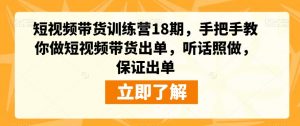 短视频带货训练营18期,手把手教你做短视频带货出单,听话照做,保证出单-第一资源网