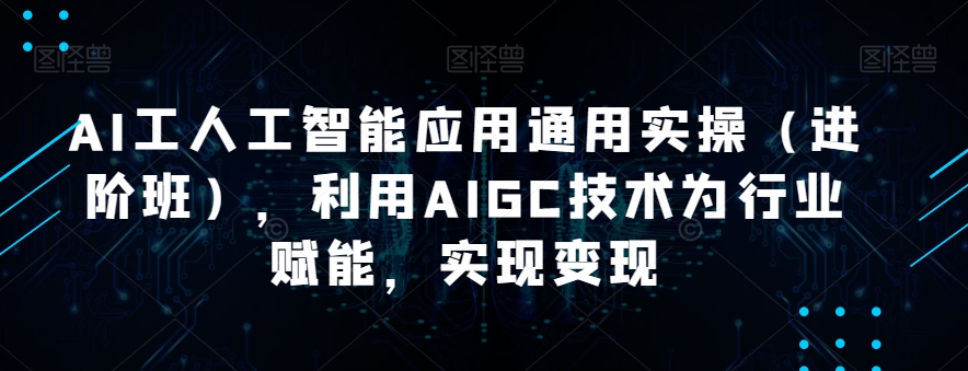 AI工人工智能应用通用实操（进阶班），利用AIGC技术为行业赋能，实现变现-第一资源网
