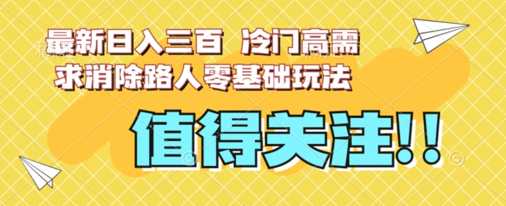 最新日入三百，冷门高需求消除路人零基础玩法【揭秘】-第一资源网