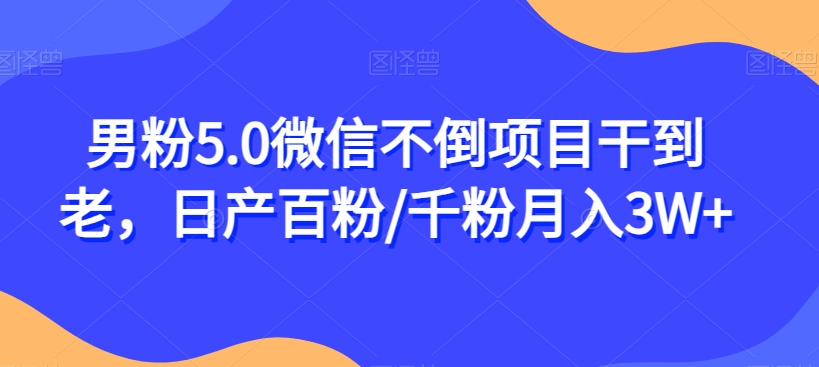 男粉5.0微信不倒项目干到老，日产百粉/千粉月入3W+【揭秘】-第一资源网