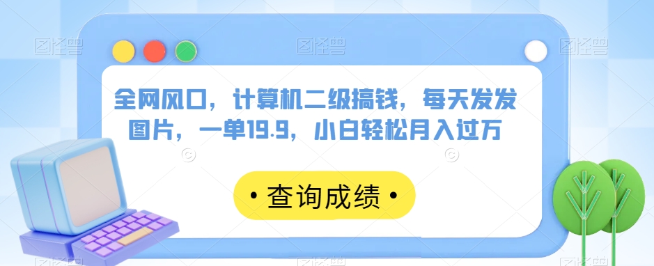 全网风口，计算机二级搞钱，每天发发图片，一单19.9，小白轻松月入过万【揭秘】-第一资源网
