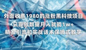 外面收费1980的涨粉黑科技项目,只靠做数据月入就能1w+【揭秘】-第一资源网