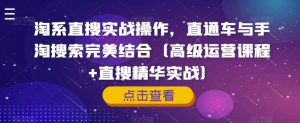 淘系直搜实战操作,直通车与手淘搜索完美结合(高级运营课程+直搜精华实战)-第一资源网