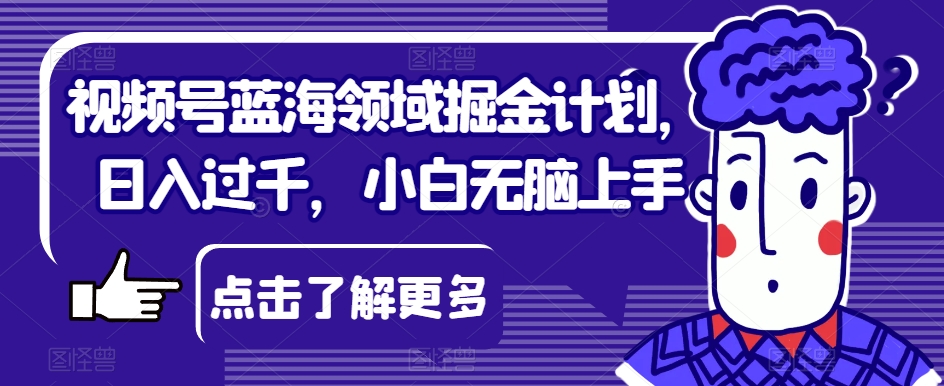 视频号蓝海领域掘金计划，日入过千，小白无脑上手【揭秘】-第一资源网