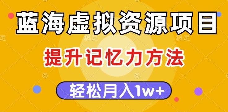 蓝海虚拟资源项目，提升记忆力方法，多种变现方式，轻松月入1w+【揭秘】-第一资源网