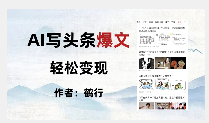 暴力拆解AI写头条爆文，轻松日入500+-第一资源网