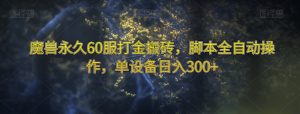 魔兽永久60服打金搬砖,脚本全自动操作,单设备日入300+【揭秘】-第一资源网