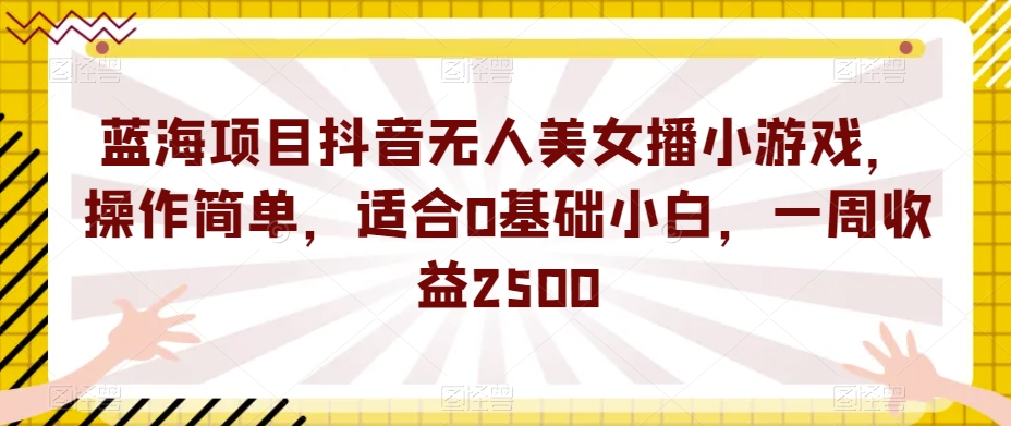 蓝海项目抖音无人美女播小游戏，操作简单，适合0基础小白，一周收益2500【揭秘】-第一资源网