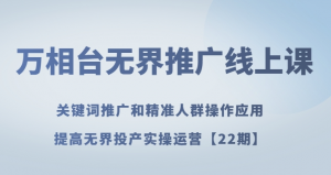 万相台无界推广线上课关键词推广和精准人群操作应用,提高无界投产实操运营【22期】-第一资源网