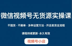 微信视频号小店无货源实操课程,不囤货·不刷单·多种运营方法·开店卖货全流程-第一资源网