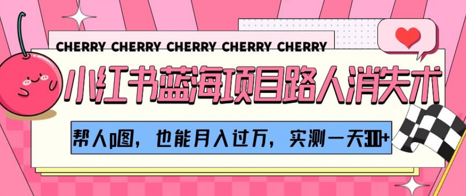 小红书蓝海项目路人消失术，帮人p图，也能月入过万，实测一天300+【揭秘】-第一资源网