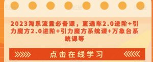 023淘系流量必备课,直通车2.0进阶+引力魔方2.0进阶+引力魔方系统课+万象台系统课等-第一资源网
