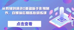 从剪辑到调色0基础新手影视制作,自媒体后期核心训练课-第一资源网