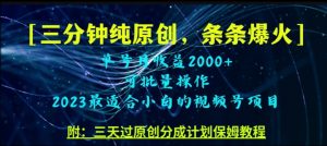 三分钟制作视频号纯原创,条条爆款,轻松月入过万【揭秘】-第一资源网