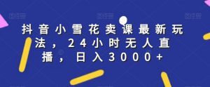 抖音小雪花卖课最新玩法,24小时无人直播,日入3000+【揭秘】-第一资源网