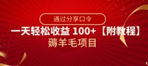 薅羊毛项目,靠分享口令,一天轻松收益100+【附教程】【揭秘】-第一资源网