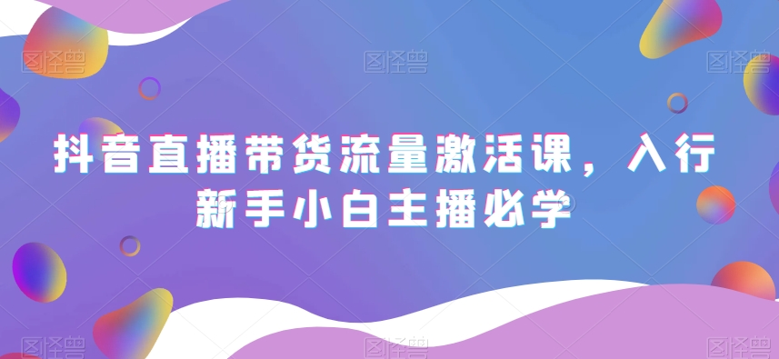 抖音直播带货流量激活课，入行新手小白主播必学-第一资源网