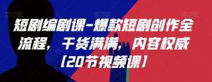 短剧编剧课-爆款短剧创作全流程,干货满满,内容权威【20节视频课】-第一资源网