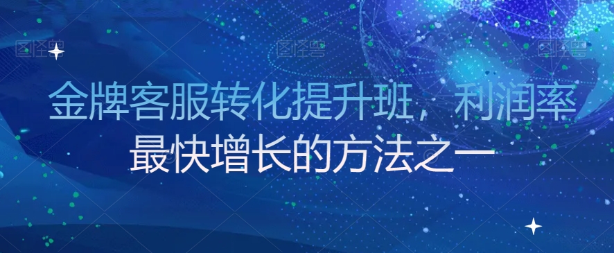 金牌客服转化提升班，利润率最快增长的方法之一-第一资源网