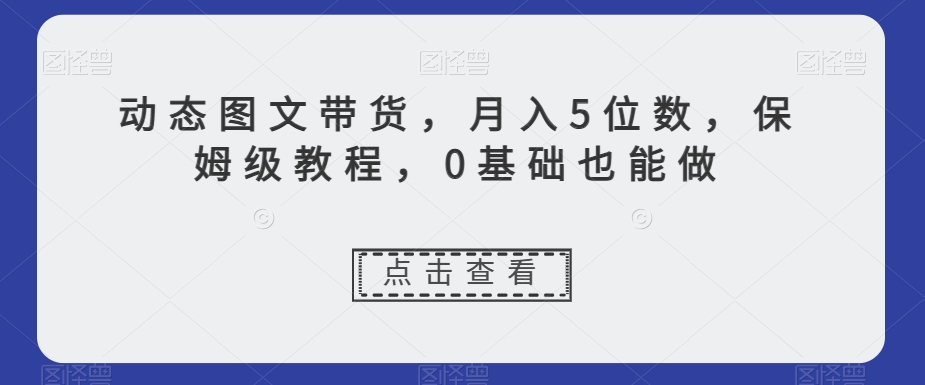 动态图文带货，月入5位数，保姆级教程，0基础也能做【揭秘】-第一资源网