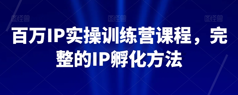 百万IP实操训练营课程，完整的IP孵化方法-第一资源网