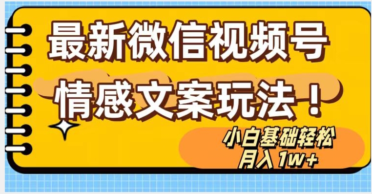 微信视频号情感文案最新玩法，小白轻松月入1万+无脑搬运【揭秘】-第一资源网
