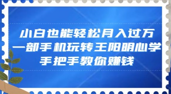 小白也能轻松月入过万，一部手机玩转王阳明心学，手把手教你赚钱【揭秘】-第一资源网