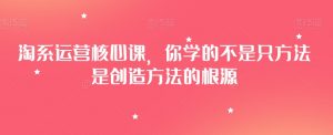 淘系运营核心课,你学的不是只方法是创造方法的根源-第一资源网