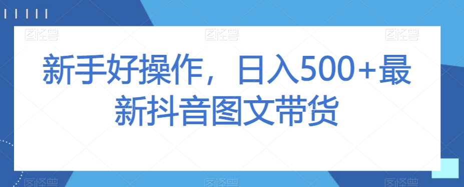 新手好操作，日入500+最新抖音图文带货【揭秘】-第一资源网