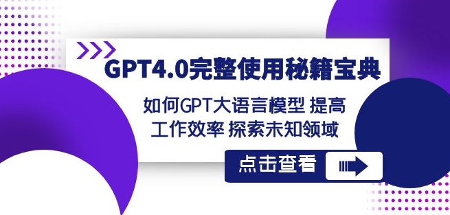 GPT4.0完整使用-秘籍宝典：如何GPT大语言模型提高工作效率探索未知领域-第一资源网