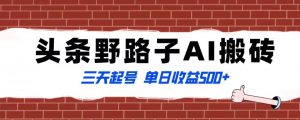 全网首发头条野路子AI搬砖玩法,纪实类超级蓝海项目,三天起号单日收益500+【揭秘】-第一资源网