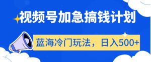 视频号加急搞钱计划,蓝海冷门玩法,日入500+【揭秘】-第一资源网