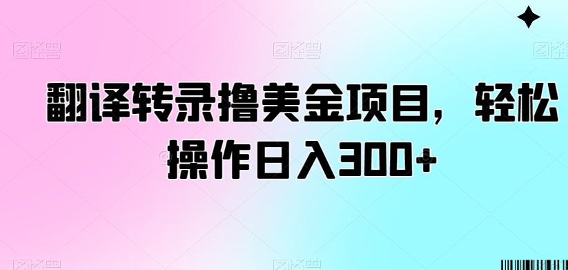 翻译转录撸美金项目，轻松操作日入300+【揭秘】-第一资源网
