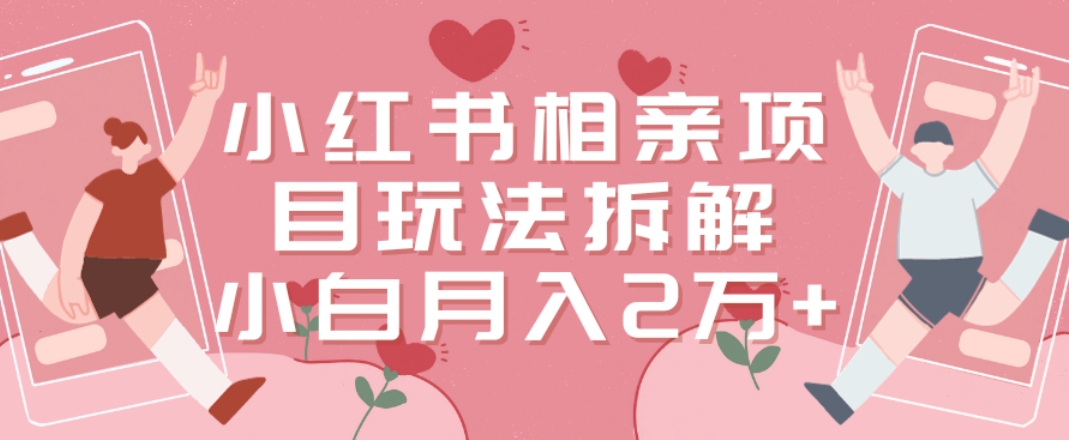 小红书相亲项目玩法拆解，有人通过这个副业项目做到了月收入2万多【揭秘】-第一资源网