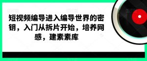 短视频编导进入编导世界的密钥,入门从拆片开始,培养网感,建素素库-第一资源网