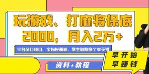 玩游戏、打麻将保底2000,月入2万+,平台风口项目【揭秘】-第一资源网