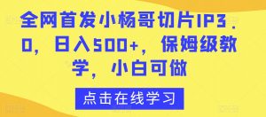 全网首发小杨哥切片IP3.0,日入500+,保姆级教学,小白可做【揭秘】-第一资源网