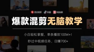 爆款混剪无脑教学,小白轻松掌握,单条播放100W+!秒过中视频任务,日赚700+【揭秘】-第一资源网