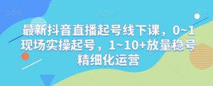 最新抖音直播起号线下课,0~1现场实操起号,1~10+放量稳号精细化运营-第一资源网