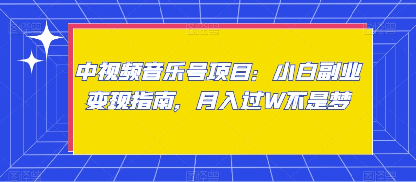 中视频音乐号项目：小白副业变现指南，月入过W不是梦【揭秘】-第一资源网