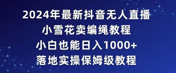2024年抖音最新无人直播小雪花卖编绳项目，小白也能日入1000+落地实操保姆级教程【揭秘】-第一资源网