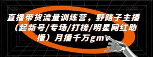 直播带货流量训练营,野路子主播(起新号/专场/打榜/明星网红助播)月播千万gmv-第一资源网