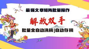 最强文章矩阵批量管理,自动洗稿,自动存稿,月入过万轻轻松松【揭秘】-第一资源网