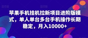 苹果手机挂机拉新项目进阶版模式,单人单台多台手机操作长期稳定,月入10000+【揭秘】-第一资源网