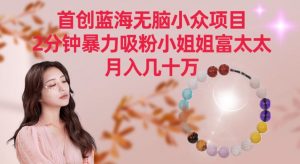 首创蓝海无脑小众项目,2分钟暴力吸粉小姐姐富太太,月入几十万【揭秘】-第一资源网