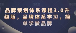 品牌策划体系课程3.0升级版,品牌体系学习,简单学做品牌-第一资源网