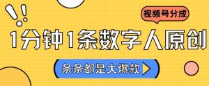 2024最新不露脸超火视频号分成计划,数字人原创日入3000+【揭秘】-第一资源网