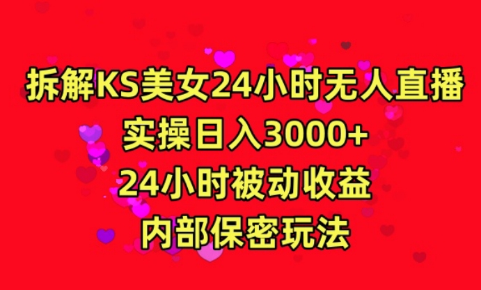 利用快手24小时无人美女直播，实操日入3000，24小时被动收益，内部保密玩法【揭秘】-第一资源网